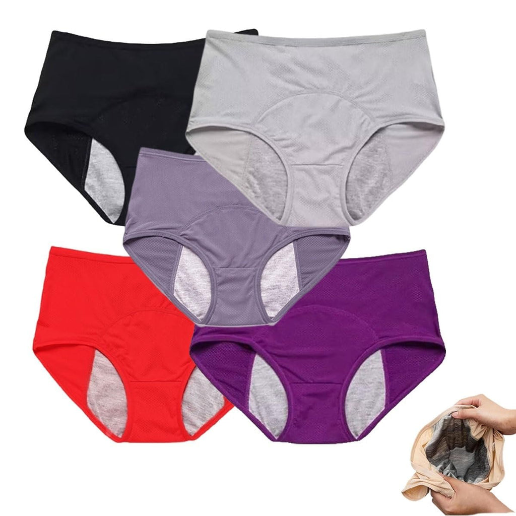 IDCWZL Leakproof Panties for Women Over 60 Leak Proof Ladies Underwear with Incontinence Comfortable(5pc-e,4X-Large)