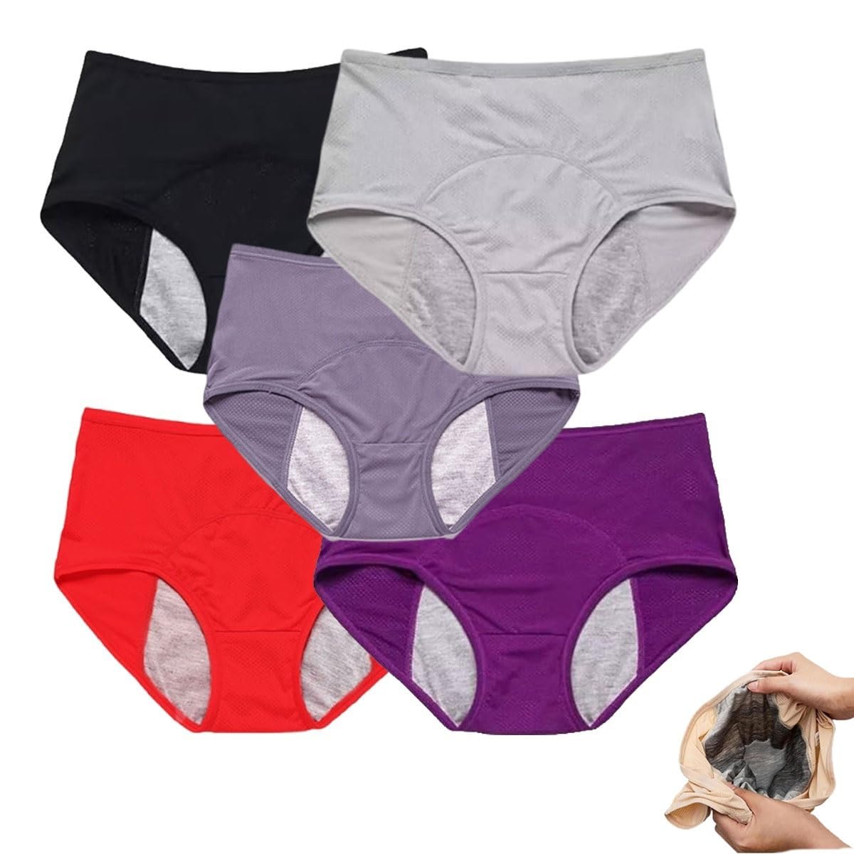 IDCWZL Leakproof Panties for Women Over 60 Leak Proof Ladies Underwear with Incontinence Comfortable(5pc-e,4X-Large)