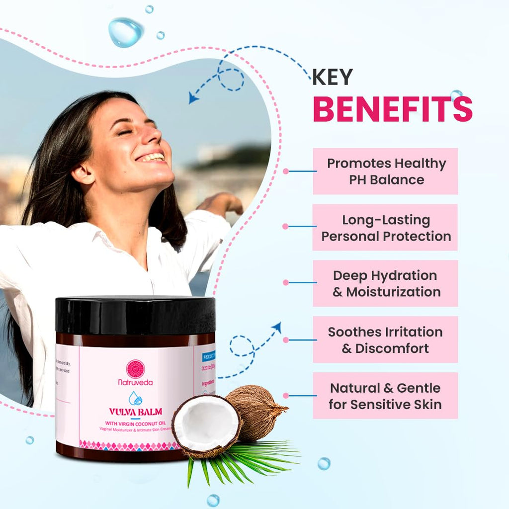Natruveda Vulva Balm | Fragrance-Free & Hormone-Free Vulva Care Balm| Relieves Feminine Dryness, Itching & Irritation due to Men