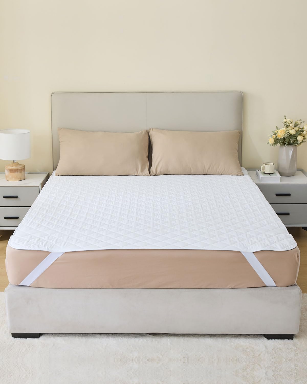 KANECH King Size Bed Pads (76x80) with Straps (1 Pack), Washable and Waterproof, Heavy Absorbency Incontinence Mattress Pad, Reu