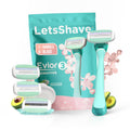 Letsshave Evior 3 Sensitive Shaving Razor Value Set | 1 Handle + 4 Blades | Dual Moisture Bar With Aloevera, Vitamin E, Argan & 