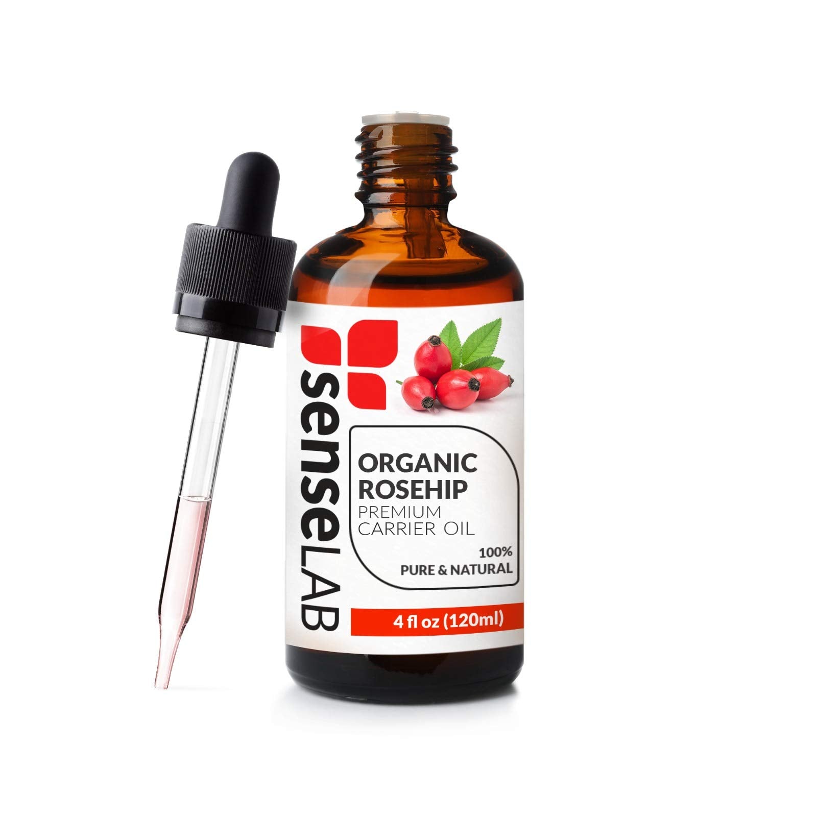 SenseLAB Organic Rosehip Oil - 100% Pure Extract Cold Pressed Rose hip Oil - Rosehip Seed Oil Moisturizing Skin Oil - Rosehip oi