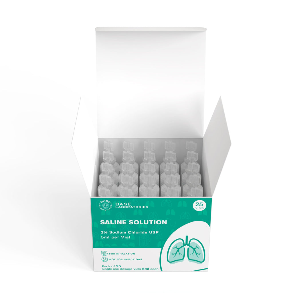 BASE LABORATORIES 3% Saline Solution for Nebulizer Machine | Saline Solution for Inhalation & Nasal Irrigation | High 3% Concent