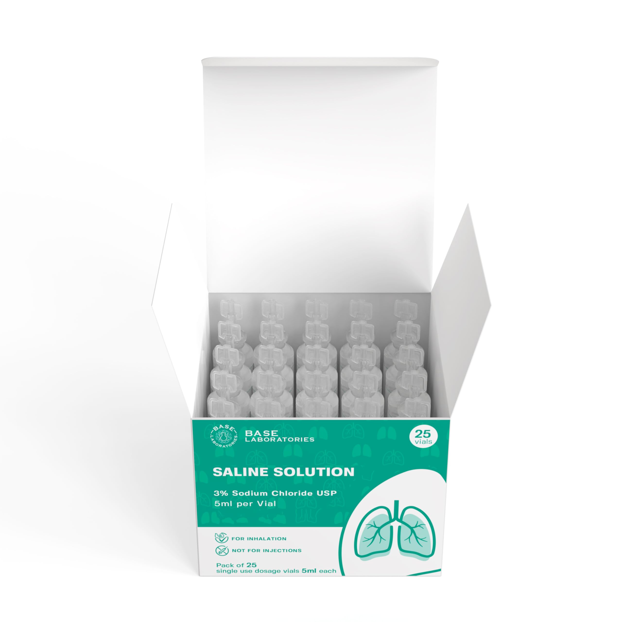 BASE LABORATORIES 3% Saline Solution for Nebulizer Machine | Saline Solution for Inhalation & Nasal Irrigation | High 3% Concent