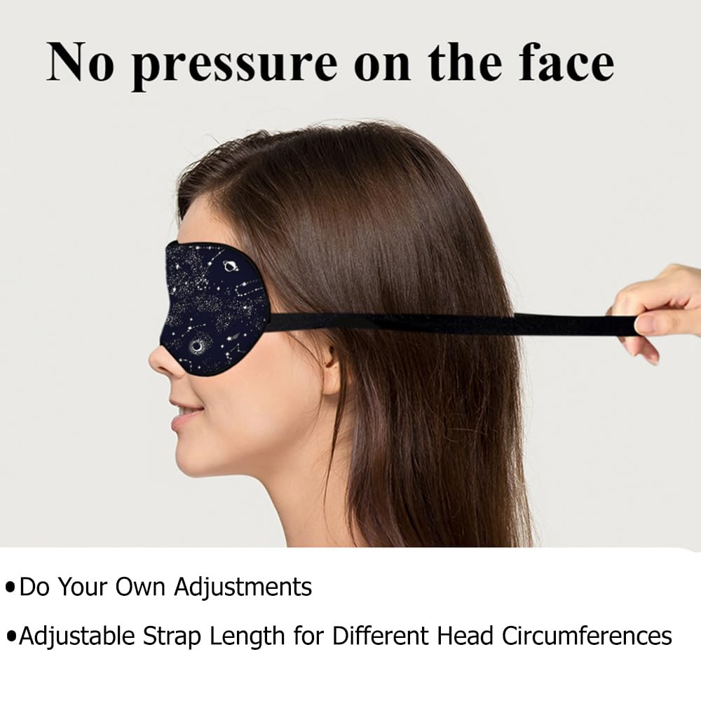 NOHSHE Galaxy Constellation Sleep Mask Eye Mask Space Black Blue Sky Star Galaxy Black Sleep Mask Light Blocking Adjustable Smoo