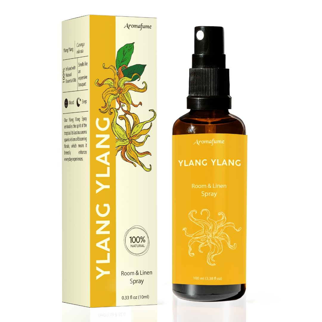 Ylang Ylang Room, Linen & Pillow Spray by Aromafume | 100ml/3.38 fl oz | with Ylang Ylang Essential Oil | Aromatherapy Spray | M