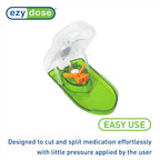 Ezy Dose Pill Cutter with Safety Shield, Safely Cut Pills and Vitamins, Pill Splitter, Retractable Blade Guard, Green