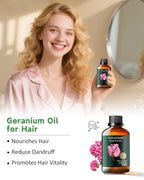 Mumianhua 100% Pure Geranium Essential Oil Natural Geranium Oil for Skin, Diffuser, Massages, DIY, Skin, Hair, Bath, Aromatherap