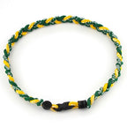 MapofBeauty 18 Fashion Three Braided Rope Sport Style Tornado Necklace (Green/Yellow)