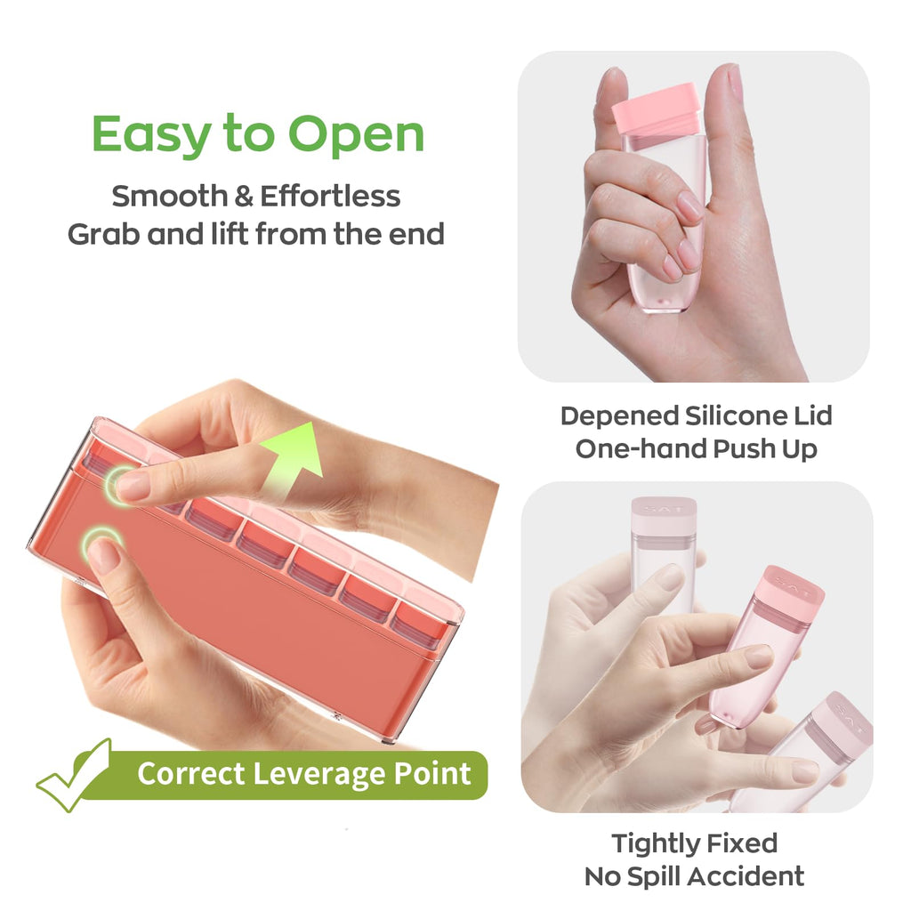 Weekly Pill Organizer 1 Time a Day, HIONXMGA Portable Detachable Travel Pill Box 7 Day, Large Once Daily Pill Holder Case, Color