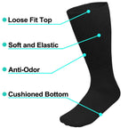 Physicians Approved Diabetic Socks Crew Unisex 3, 6 or 12-Pack (10-13, 6 Pairs Black)