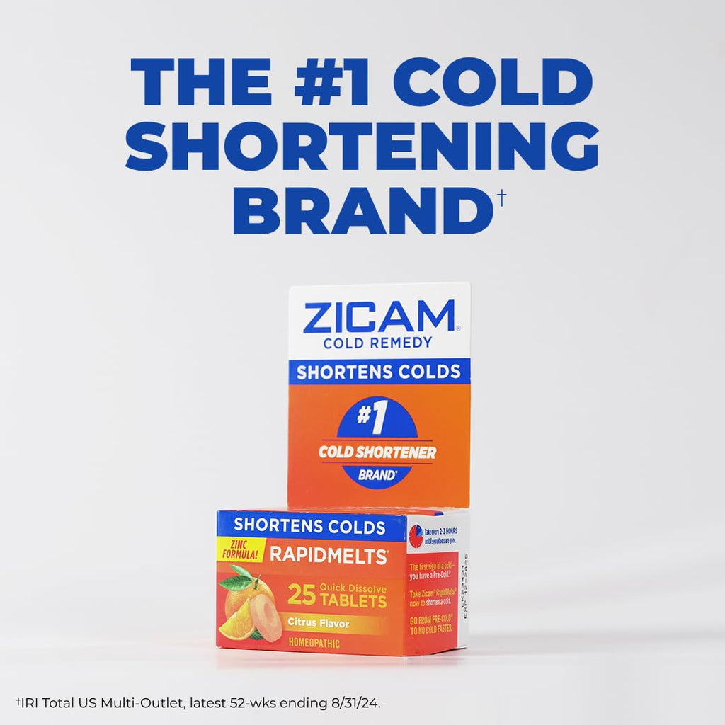 Zicam Cold Remedy Zinc Rapidmelts, Cherry Flavor, Homeopathic, Cold Shortening Medicine, Shortens Cold Duration, 25 Count