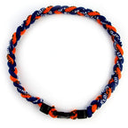 MapofBeauty 18 Three Braided Rope Sport Tornado Necklace (Dark Blue/Orange)