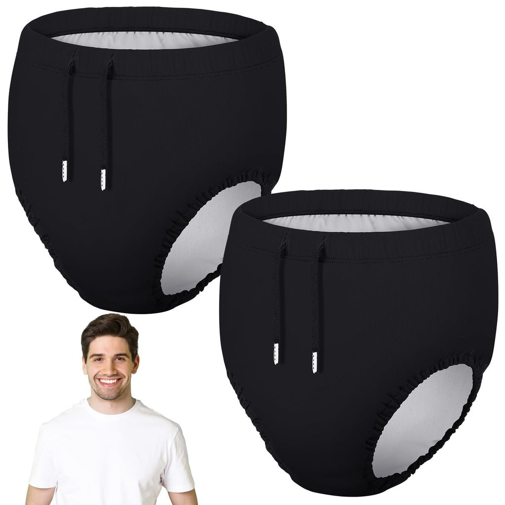 Glitopper 2 Pcs Adult Swim Diapers Special Needs Resuable Cloth Diaper Covers Waterproof Incontinence Protection, Unisex(M)