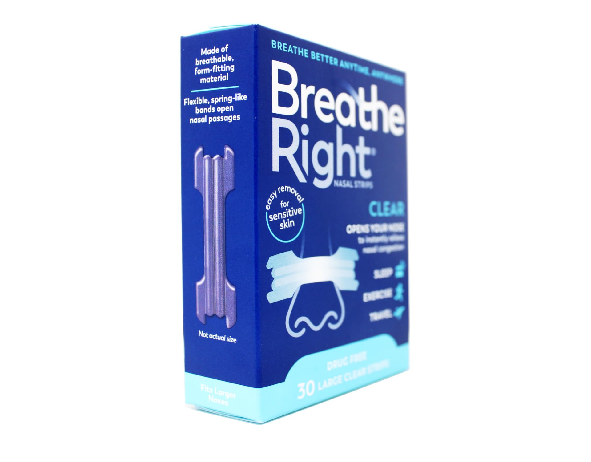 Breathe Right Nasal Strips Clear Large - 30 Strips-2 Count