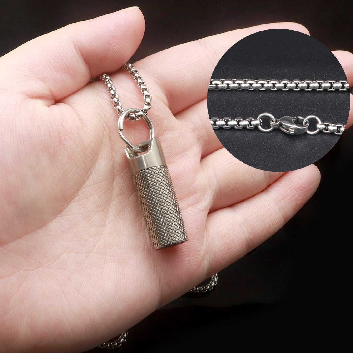 Small Pill Box Titanium Pill Fob Necklace Nitro Mini Waterproof Pill Holder Lightweight Survival Case Keychain Pill Case Necklac