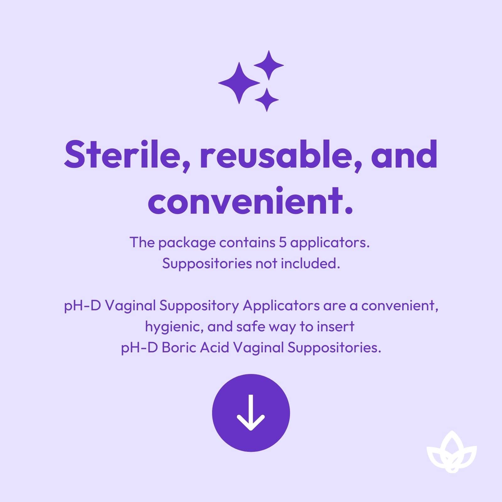 pH-D Feminine Health Support - Vaginal Suppository Applicators, Ideal for Boric Acid Suppositories, Reusable, Fits Most Vaginal