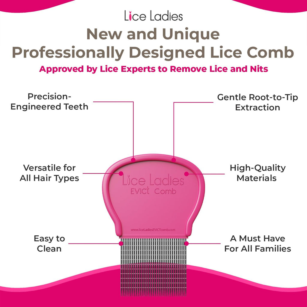 Lice and Nit Comb by Lice Ladies - Efficient Lice and Nit Removal | Lice Comb Safe for All Types of Hair | Stainless Steel Teeth