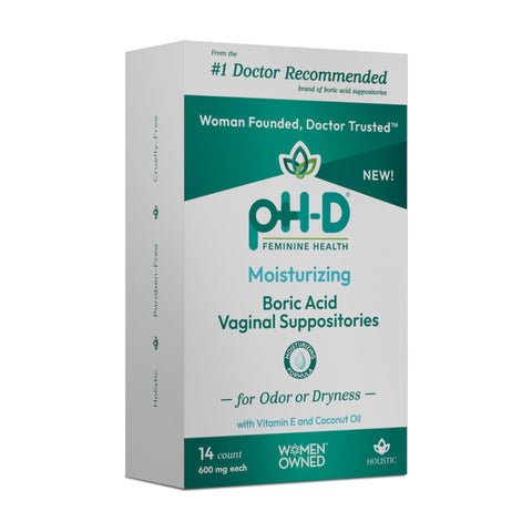 pH-D Feminine Health Support - Boric Acid Moisturizing Suppository - Woman Owned - for Vaginal Odor - Paraben-Free and Cruelty-F