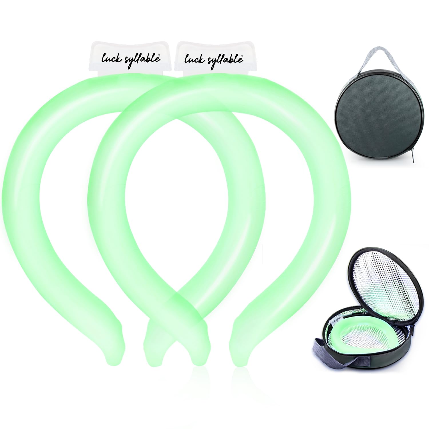 2PCS Neck CoolingTube with Insulated Bag, Reusable Ice Coolers Wearable Body CoolingProducts, Neck Coolers for HotWeather (Green