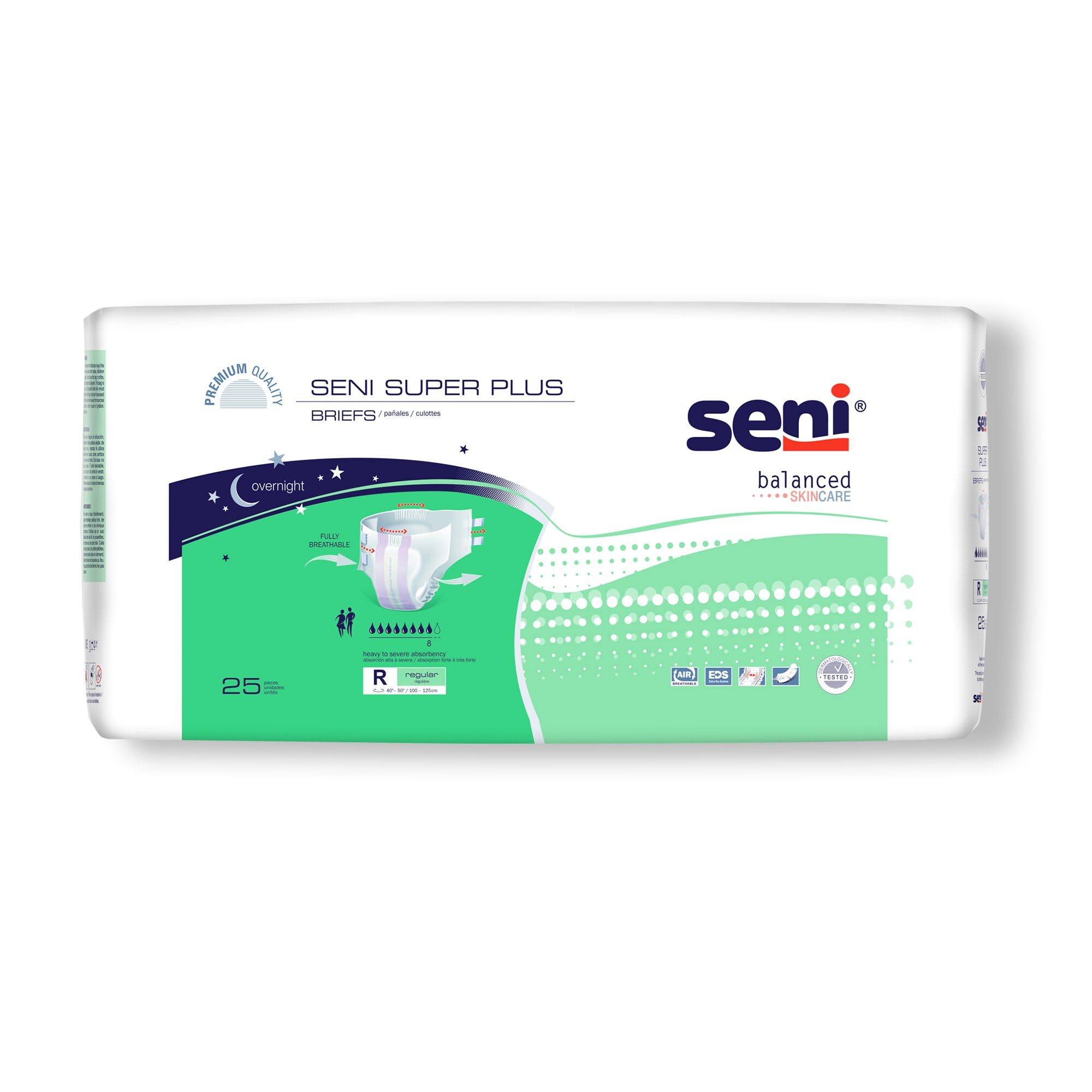 Seni Super Plus Adult Incontinence Brief Regular Heavy Absorbency Breathable/Overnight, S-RE25-BP1, Severe, 75 Ct