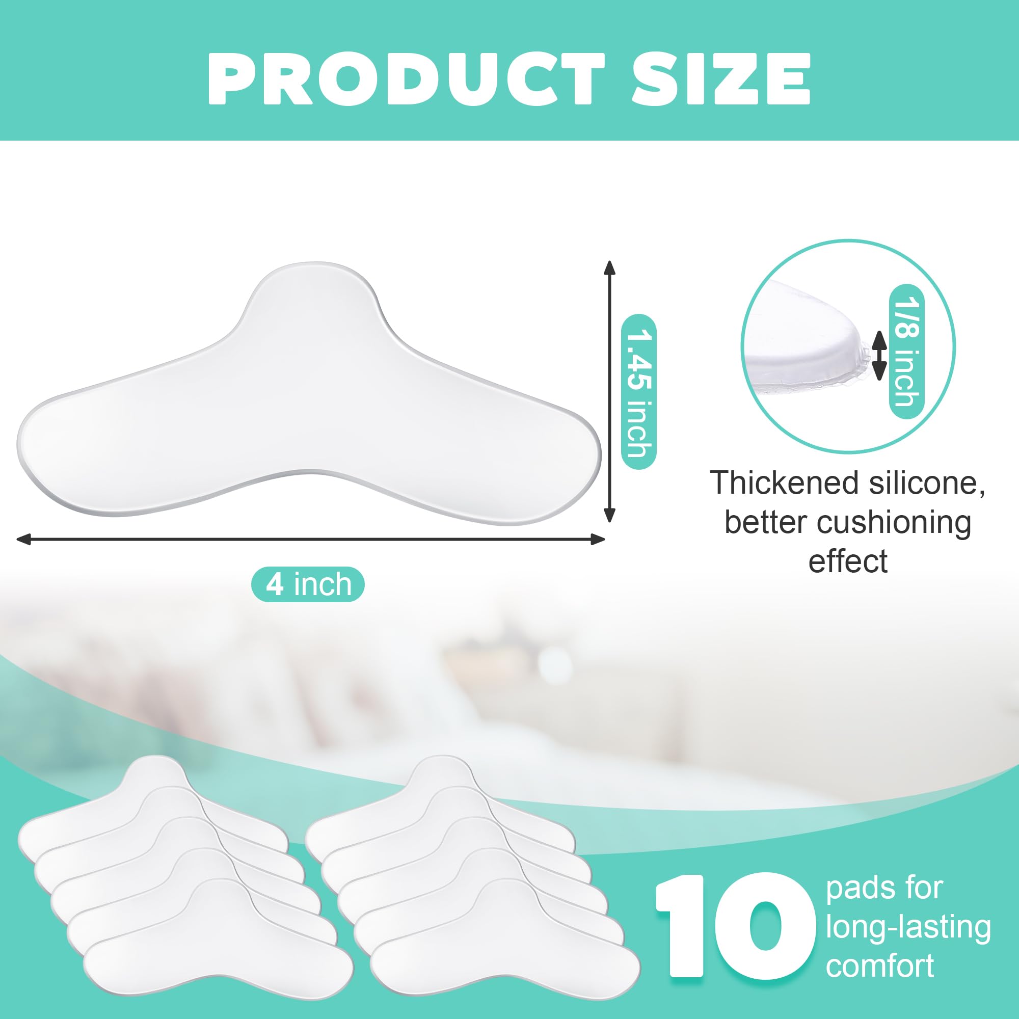 10 Pack CPAP Nose Pads, Anti Leak CPAP Nose Protector for Most Masks, Reusable Silicone Gel Nasal Pads - Relieve Pressure & Skin