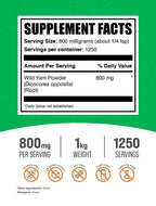 BulkSupplements.com Wild Yam Powder - Herbal Supplement, Wild Yam Supplement, Wild Yam Root Powder - Gluten Free, 800mg per Serv
