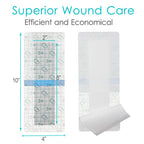 Waterproof Knee Replacement Surgery Bandage | 4x10 Inch Shower Protector Island Dressing Pad Bordered Gauze | Hip Surgery Recove