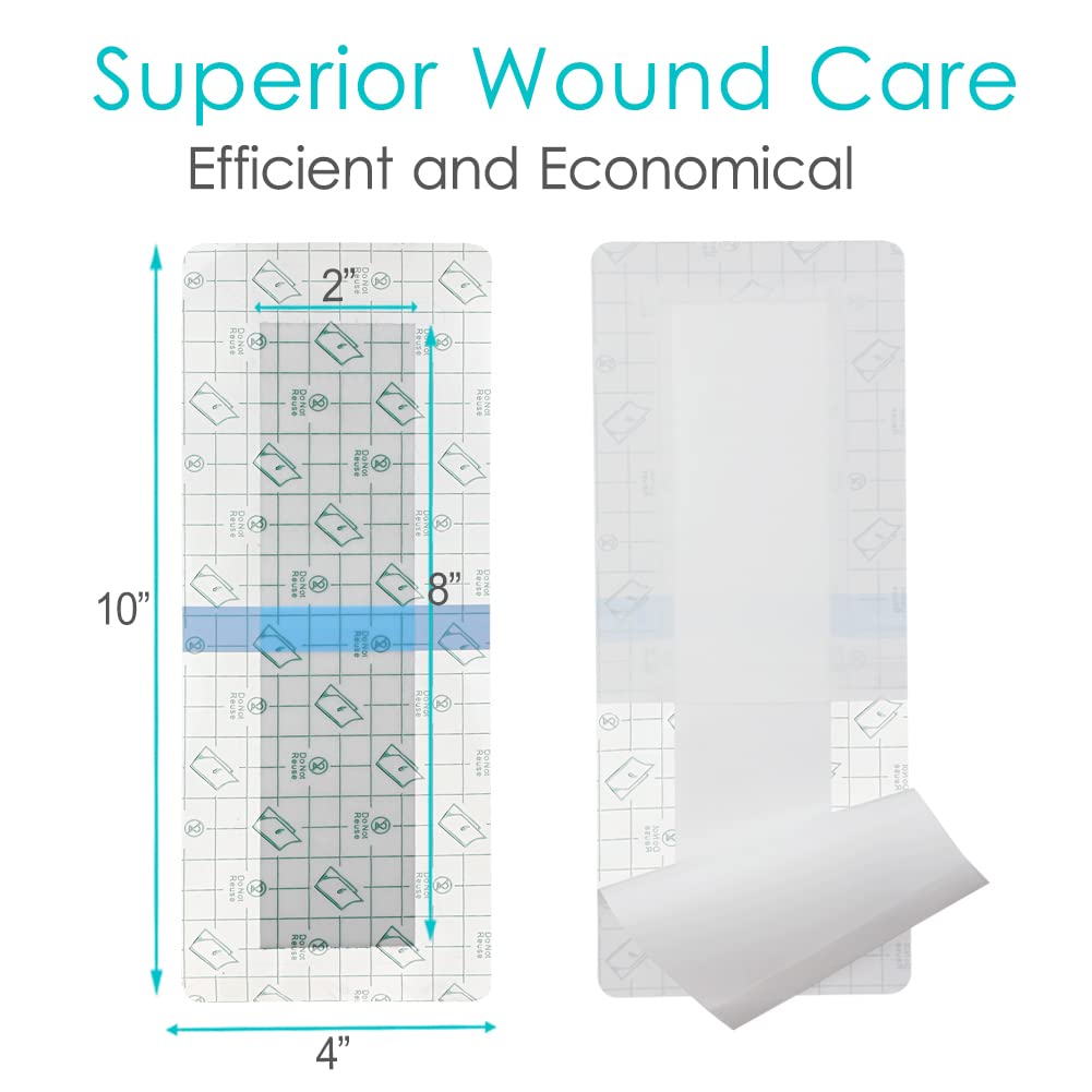 Waterproof Knee Replacement Surgery Bandage | 4x10 Inch Shower Protector Island Dressing Pad Bordered Gauze | Hip Surgery Recove