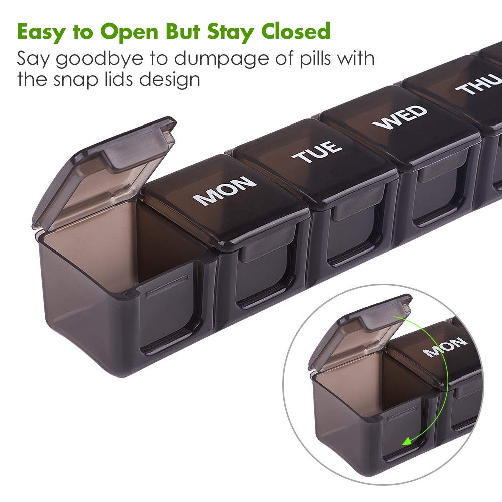 Asija Extra Large Pill Organizer 2 PCS, XL Weekly Pill Box, 7 Day Pill Case with Large Capacity, Jumbo Medicine Organizer for Vi