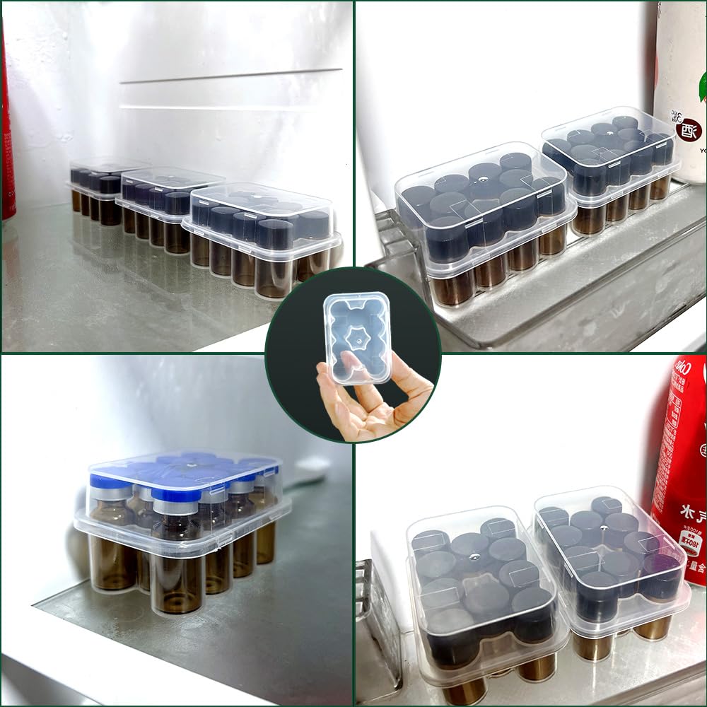 2-Pack Peptide Case for Fridge, 3 mL Vial Holder for Refrigerator, 10-Slot Insulin & Peptide Holder Each, 20 Slots Total, Semi-T