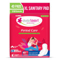 Everteen Sanitary Pads Xl 40 Pcs For Women, Cotton Sanitary Napkin Xl 285Mm, Extra Long Pad For Medium Flow, Wider Back Coverage