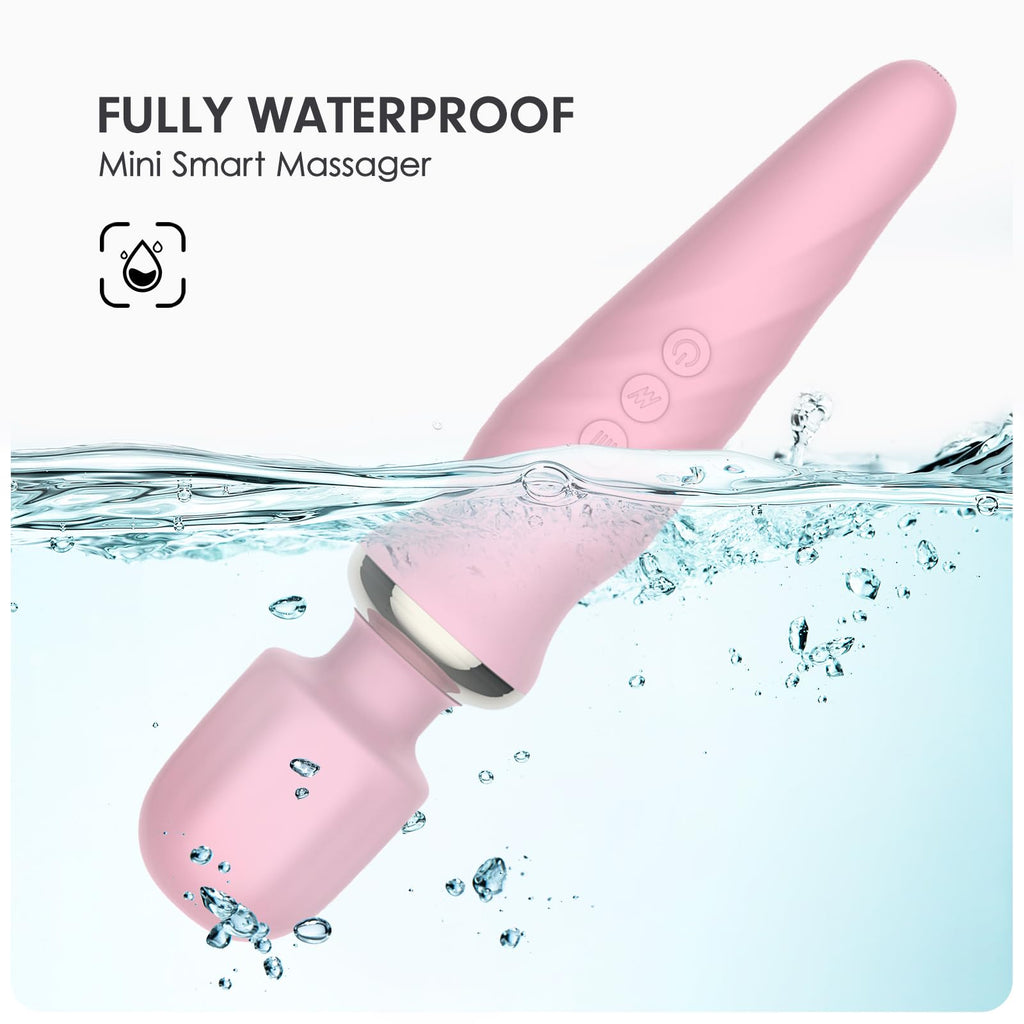 MANFLY Portable Electric Travel Massager, Handheld Rechargeable Neck and Shoulder Muscle Home Massage Tool (Pink)