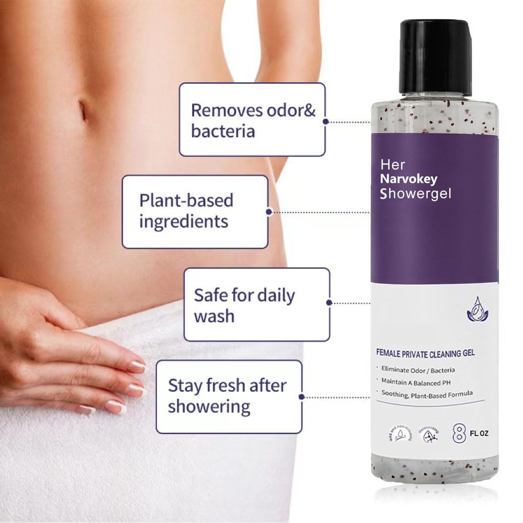 Narvokey Her Refresh pH Balancing Shower Gel, Natural Feminine Hygiene Solution-8fl oz