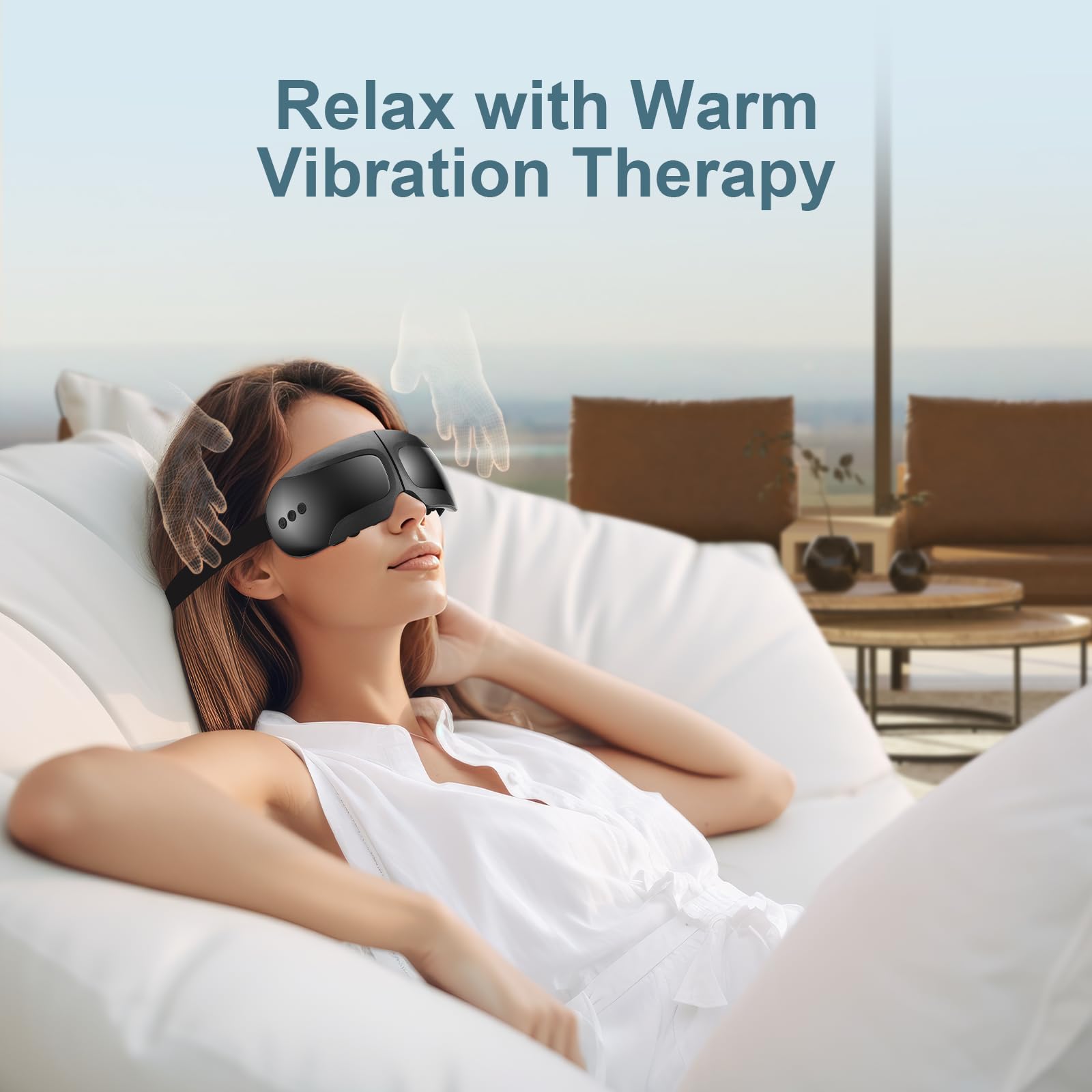 Fullicon Eye Massager with Heat & Vibration, Ultra Light Migraine Relief Products, Foldable Mask with Bluetooth Music, Face Mass