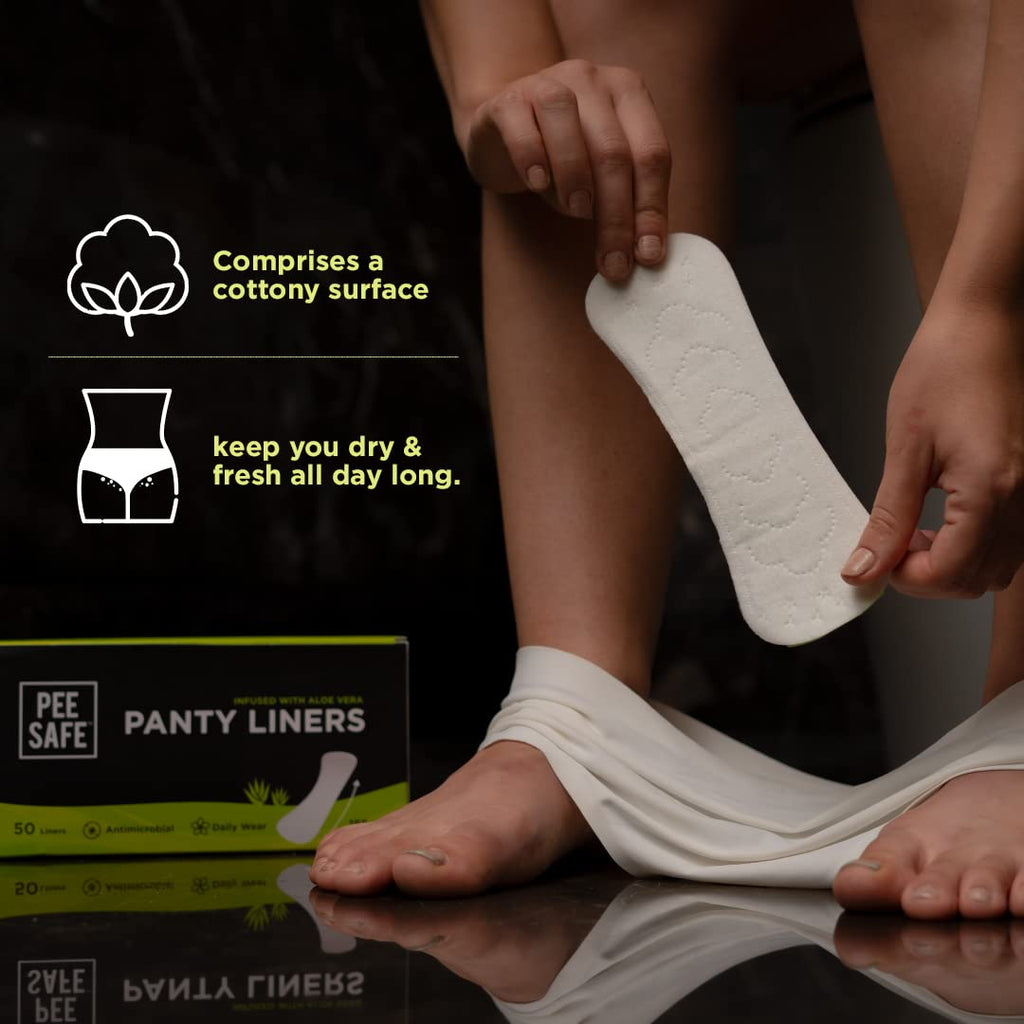 PEESAFE Panty Liners for Women Daily Use with Aloe Vera (Pack of 50 Liners)| Curvy Design for Extra Comfort | Cottony-Soft Surfa