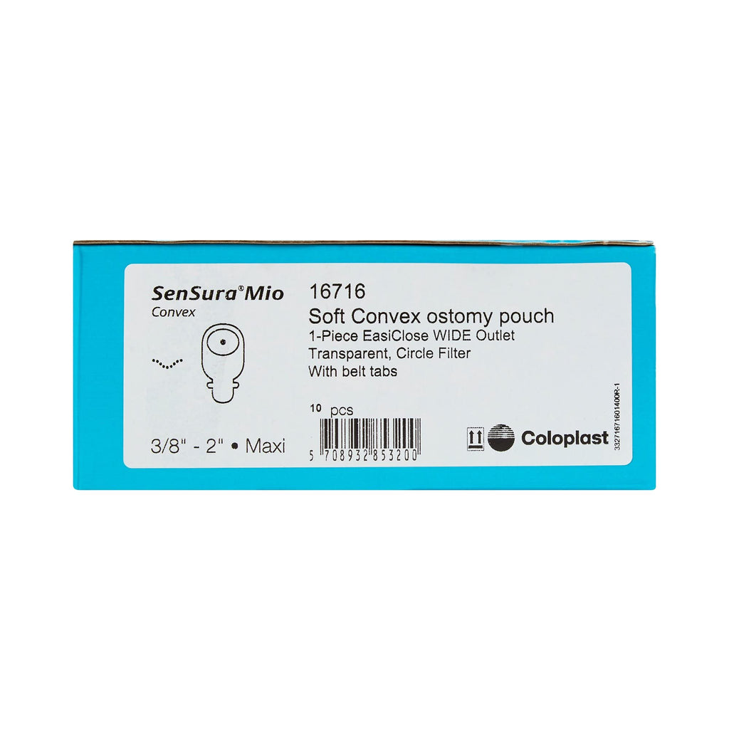 Coloplast 16716 Filtered Ostomy Pouch One-Piece System 11 Inch Length - Box of 10 (Transparent, 3/8 to 2 Inch Stoma)