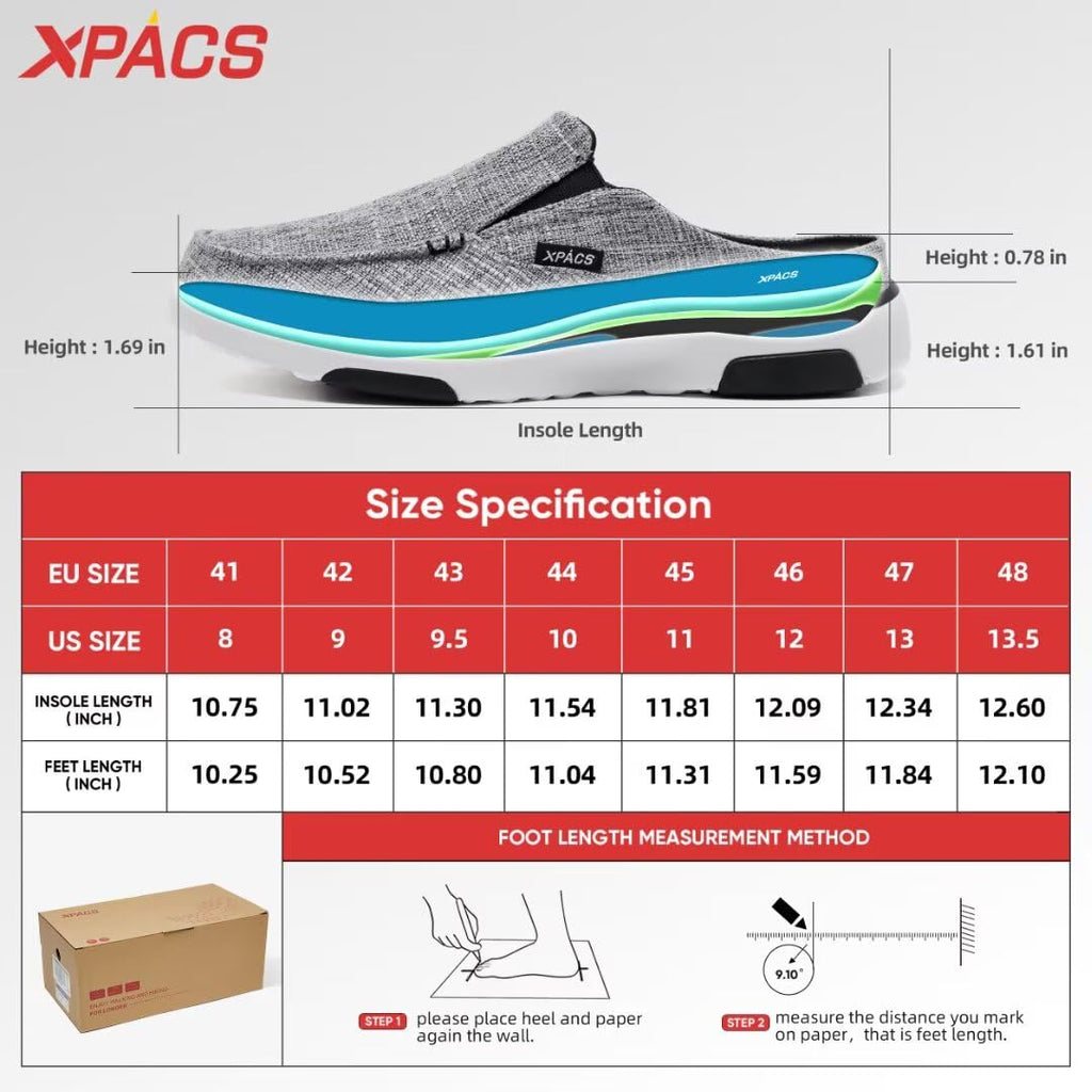 XPACS Mens Ultra Comfort Supportive Slip-Ons Loafers with Arch Support, Elegant Orthopedic Canvas Shoes for Plantar Fasciitis,An