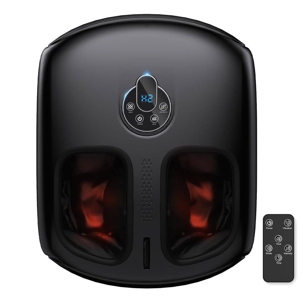 HTM Foot Massager Machine with Heat - Shiatsu, Kneading, Rolling Compression, 4 Modes & 5 Intensity Levels, Versatile Control Me