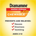 Dramamine Motion Sickness Relief for Kids, Grape Flavor,8 Count (Pack of 2)