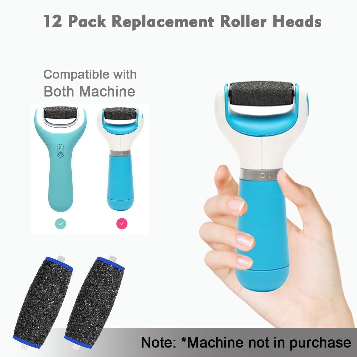 12 Pack Extra Coarse Replacement Roller for Amope Pedi,Replacement Head Refills Compatible with Amope Pedi Refills Electronic Pe