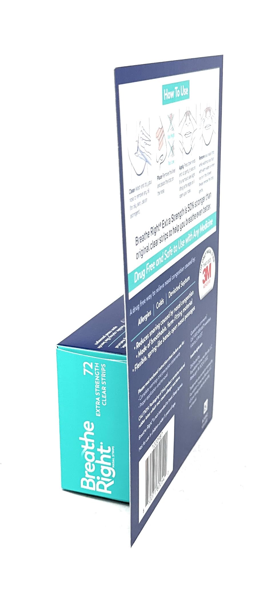 Breathe Right Nasal Strips, Extra Clear for Sensitive Skin, 72 Clear Strips