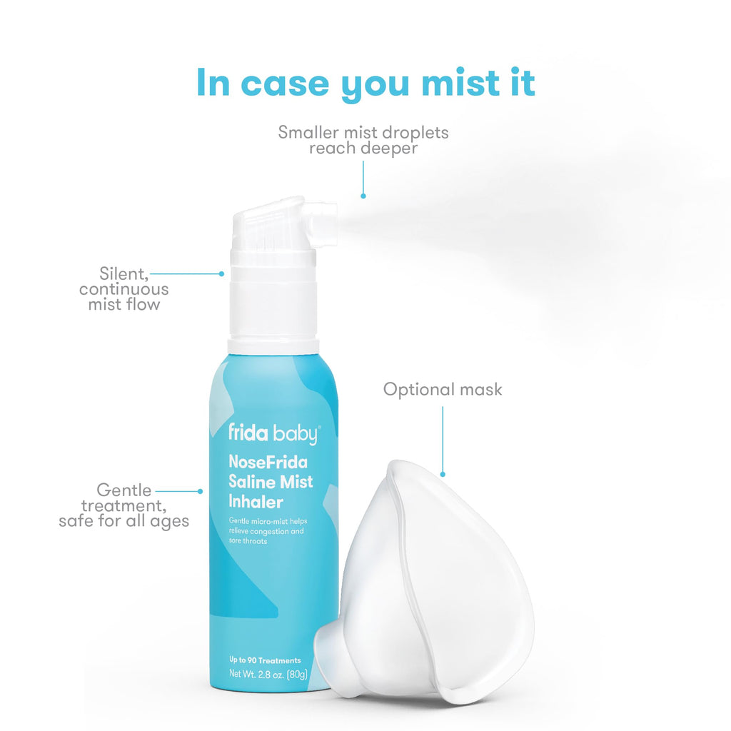 Frida Baby NoseFrida Saline Mist Nasal Inhaler & Mask, Nasal Decongestant Spray for Congestion Relief & Allergy Relief for Babie