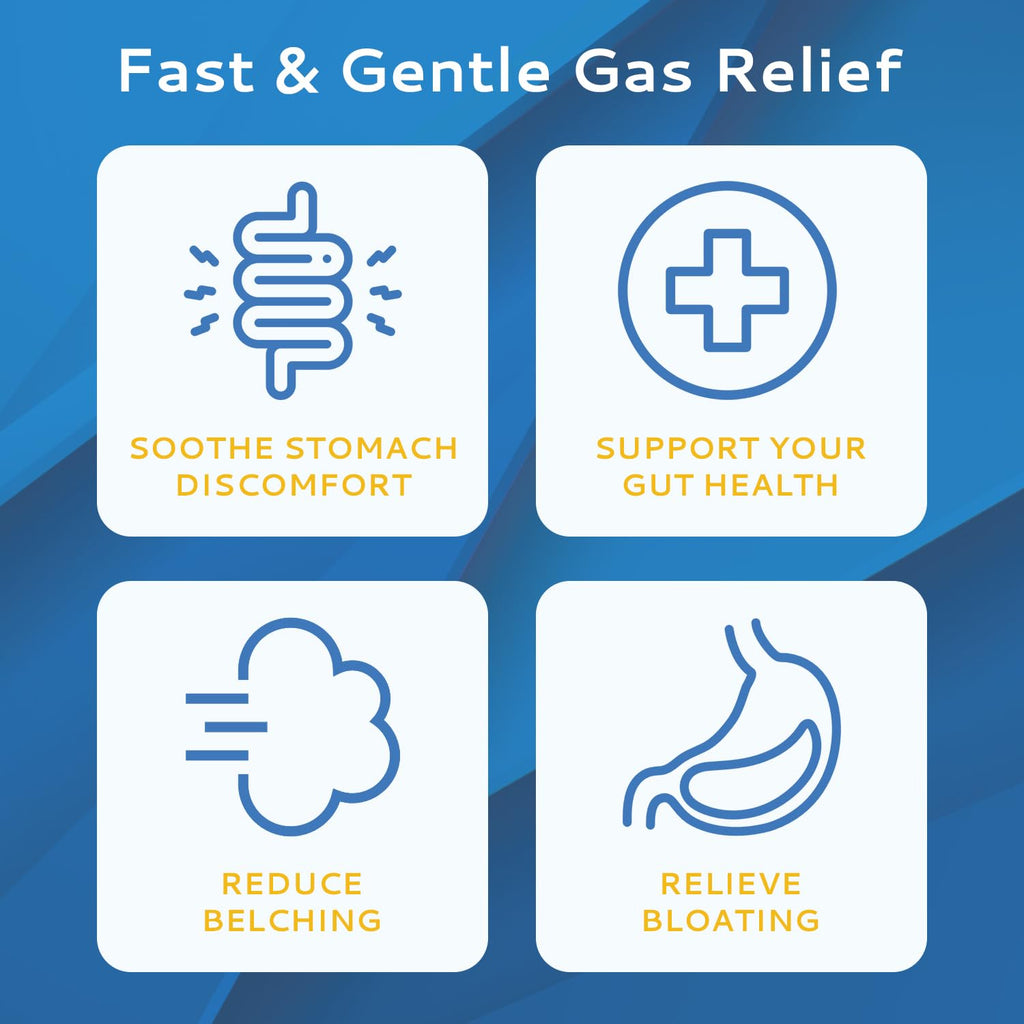 CALMOUR Anti Gas Relief 30 Strips | Mint Flavor Oral Dissolvable Anti Bloating Relief Strips | Rapid Gas Relief for Adults | Eff
