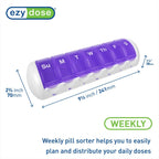 EZY DOSE Weekly (7-Day) Travel Pill Case, Medicine Planner, Vitamin Organizer Box, Convenient and Easy to Use, Removable Daily C