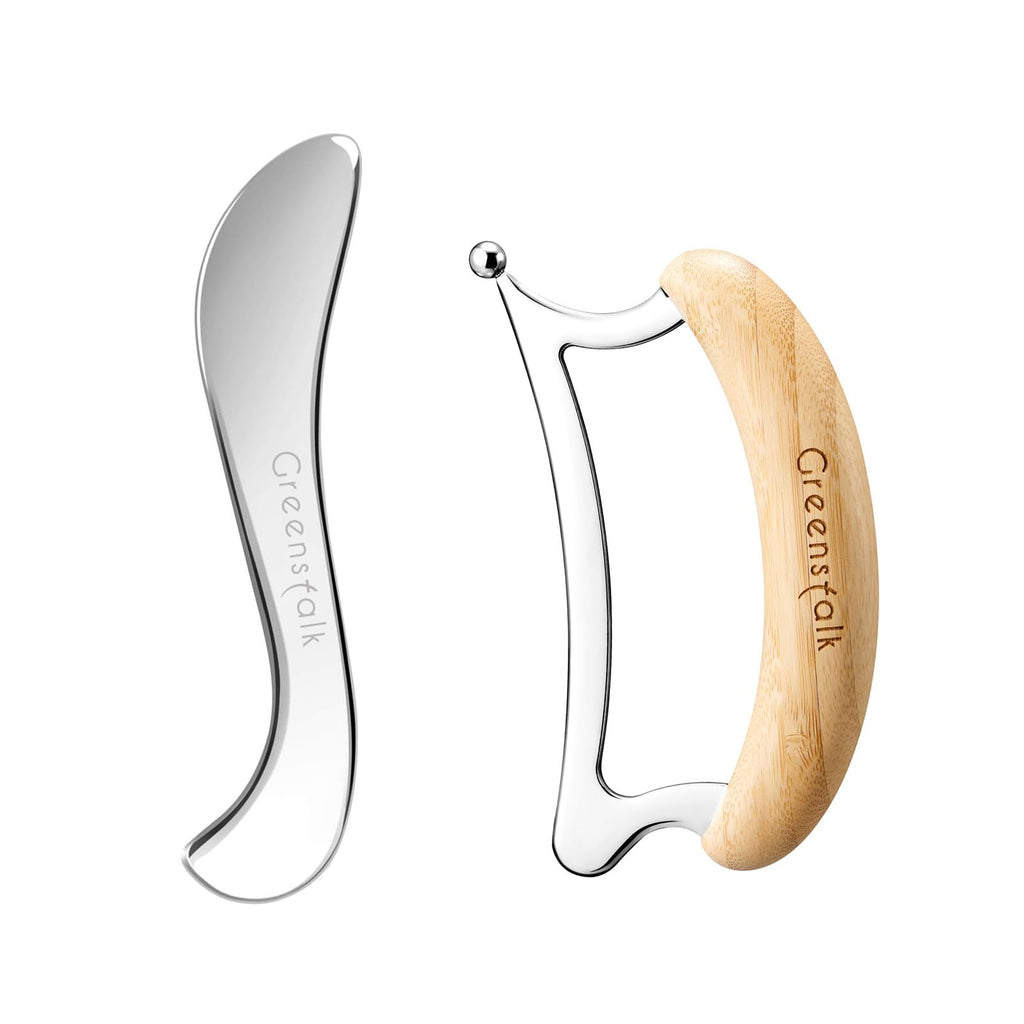 Greenstalk 2 in 1 Stainless Steel Gua Sha Massage Tool Set for Muscle Relief, Muscle Scraper Tools,Portable Body Scrapers Tool f