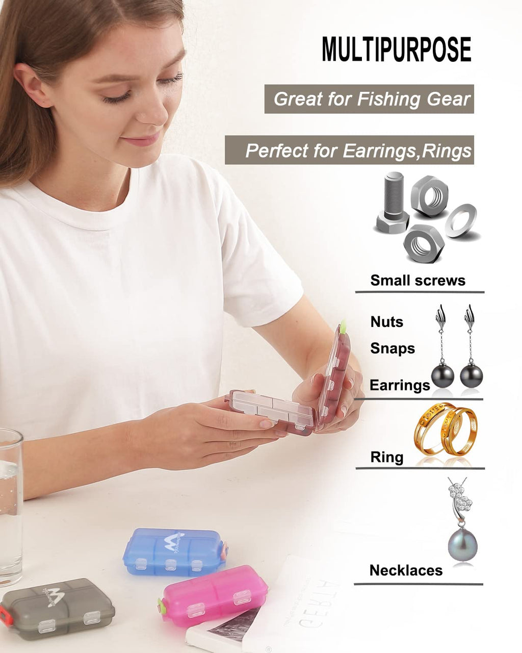 4PS Travel Pill Organizer with 164 Slice Labels