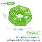 EZY DOSE Weekly (7-Day) Pill Case, Medicine Planner, Vitamin Organizer Box, Travel Pill Planner, Portable Storage, 7-Sided, Colo