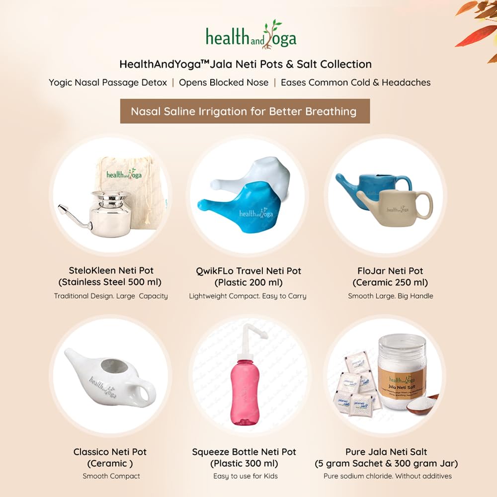 HealthAndYoga SteloKleen Stainless Steel Neti Pot for Sinus Congestion (Ayurvedic JalNeti)