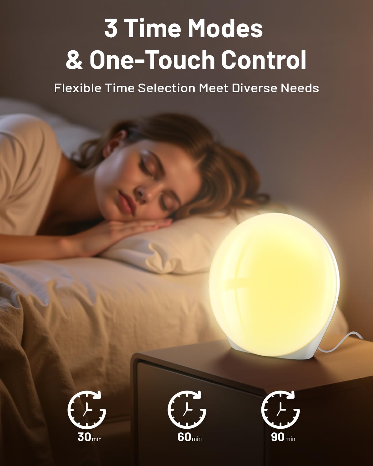 SUXIO Light Therapy Lamp - 10000 Lux Therapy Lights Lamp, 3 Timing & Mode Happy Lamp, Touch Control Sunlight Lamp with Memory Fu